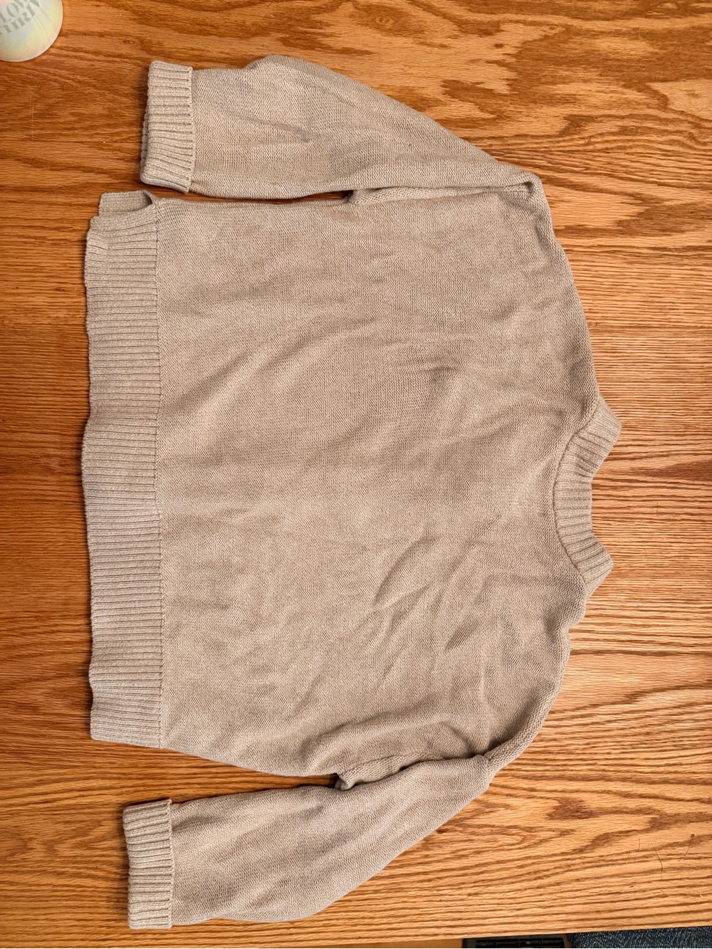 Quince Light Beige Button-Front Women’s Cardigan Sweater - Picture 2 of 3